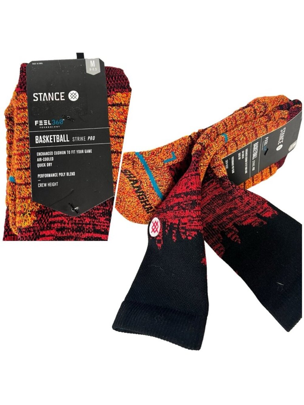 Stance Strike Pro Shanghai Skyline Basketball Crew Socks size Medium 6-8.5 2019